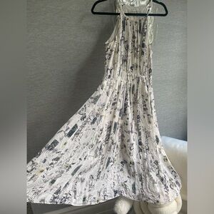 Club Monaco 100%Silk Floral Halter Neck Pleaded Midi Dress Women’s Size 12